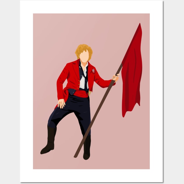 Enjolras at the Barricade holding a Red Flag Wall Art by byebyesally